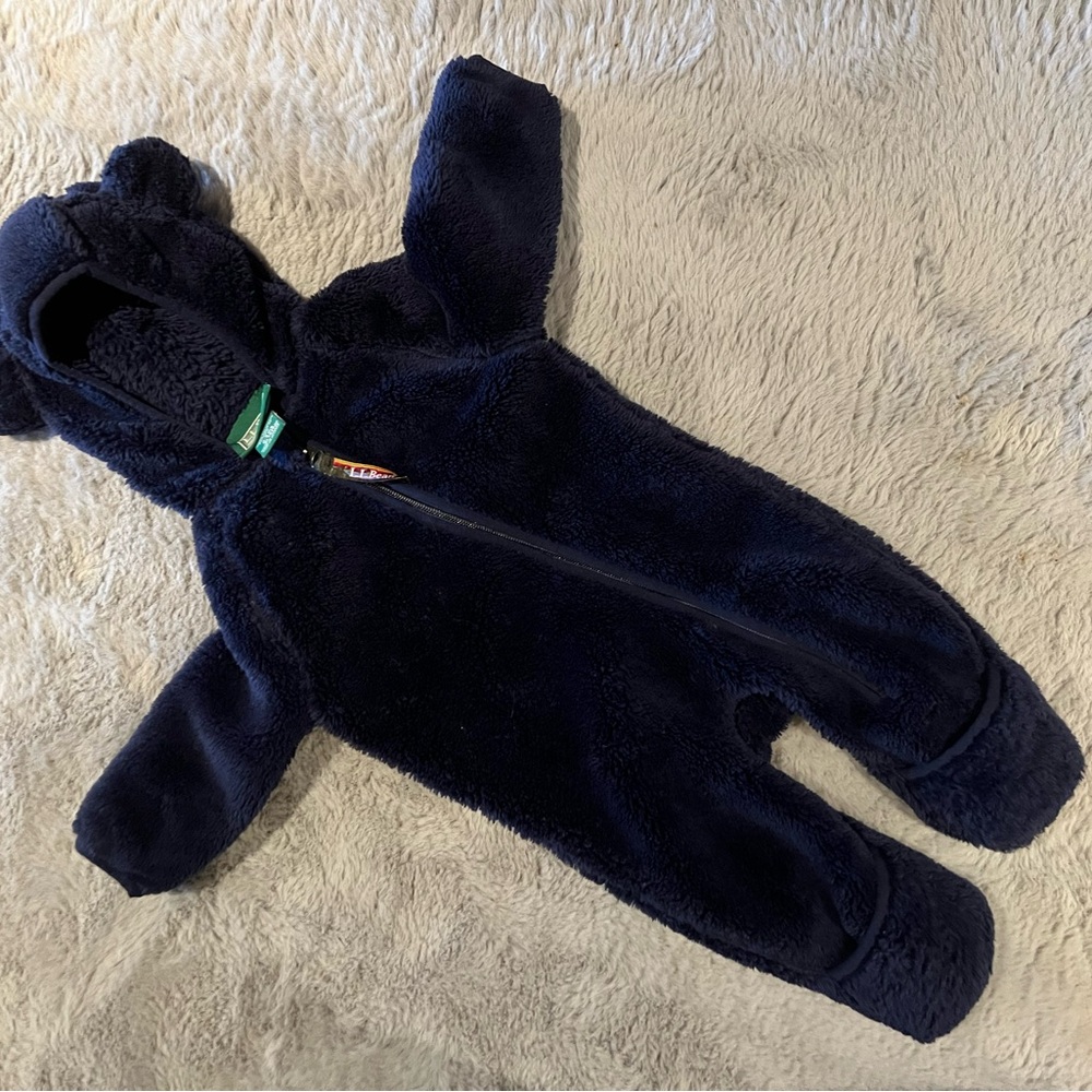 L.L. Bean Dark Blue Fleece Kids Footie